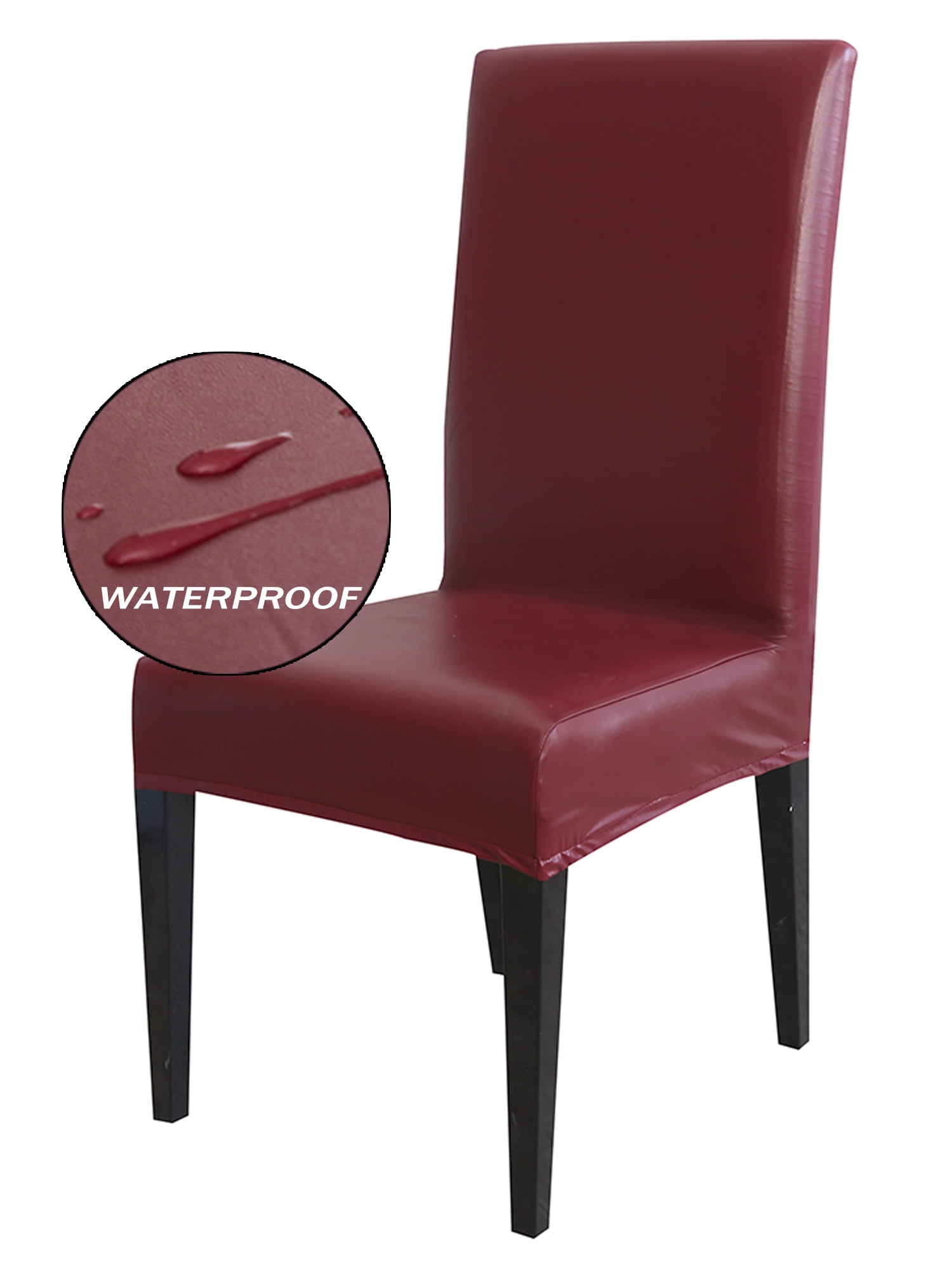 KBOOK Stretch PU Leather Dining Chair Slipcovers, Waterproof Protection