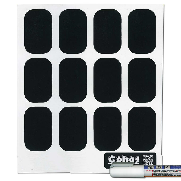 Cohas Chalkboard Labels for kamenstein or CS Household Spice Jars Includes  Liquid Chalk Marker and 36 Labels, Fine Tip, White Marker