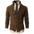 thumbnail image 3 of H2H MENS HIGH NECK TWISTED KNIT CARDIGAN SWEATER WITH BUTTON DETAILS BROWNBEIGE US L/ XL (KMOCAL020), 3 of 6