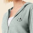 thumbnail image 5 of Dalix Smile Face Embroidered Fleece Zip Washed Hoodie Cold Fall Winter Women in Sage XL X-Large, 5 of 5