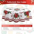 thumbnail image 4 of 60 Inch Round Christmas Tablecloth, Washable Premium Fabric Xmas Table Cloth Poinsettia Flowers and Bell Tablecloths, Waterproof Dining Table Cover for Kitchen Party Picnic Dinner Decor, 4 of 5