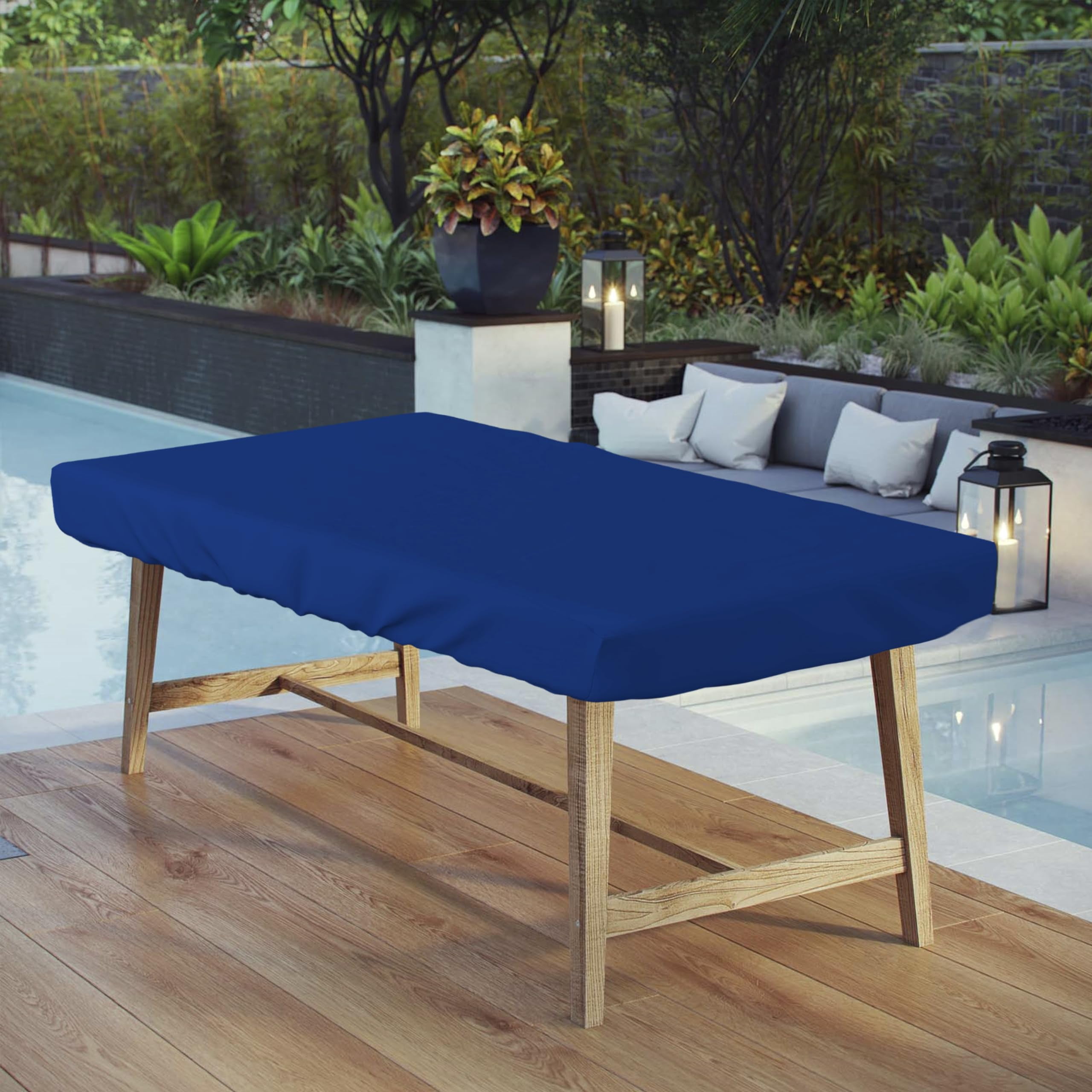 Covers & All Rectangle Table Top Cover, 18 Oz Heavy Duty Waterproof UV & Weather Resistant Patio Table Cover, Outdoor Table Cover for Patio Outdoor Furniture (5" H x 100" W x 50" D Inches, Blue)