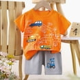 thumbnail image 2 of HCNTES Toddler Baby Girl Outfits Floral Summer Clothes Infant Spring Waffle Short Sleeve Shirt Tops Cute Shorts Set(Orange,7-8 Years), 2 of 4