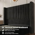 thumbnail image 4 of VanAcc Lift up Storage Bed Frame Queen Size, Upholstered Platform Bed Velvet with Channel Tufted Wingback Headboard, No Box Spring Needed, Black, 4 of 7