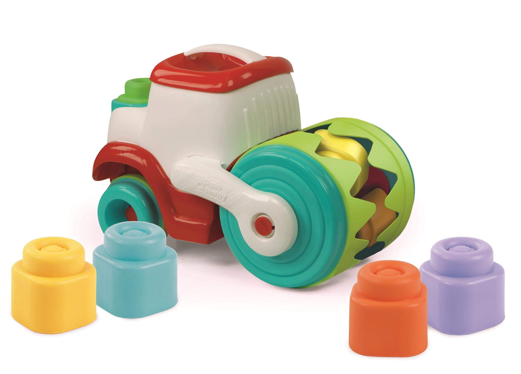 Clementoni Sensory Steamroller Brick Eater Roller with 6 Clemmy Blocks, for Toddlers 6-36 Months, 17495