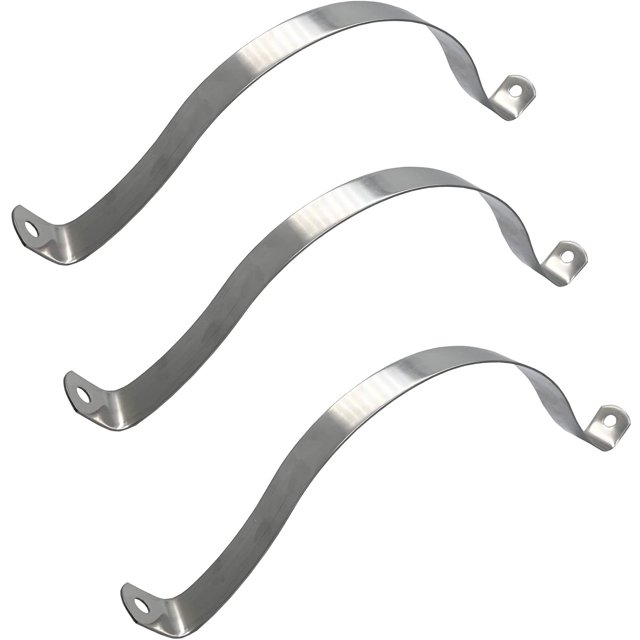 Abrazadera de tubo rígido de 99 mm Clips de tensión de correa de tubo de soporte en U Dos orificios Correas de tubo de acero inoxidable plateadas, para fijación de tuberías (3 piezas) JAMW Sencillez