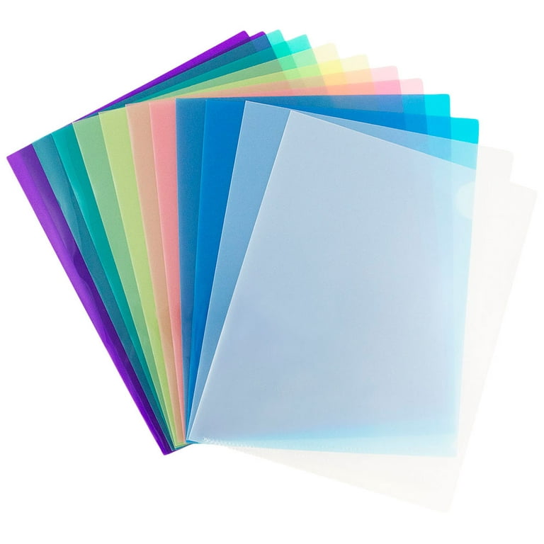 JAM PAPER Plastic Sleeves - A4 Size - 8 1/2 x 12 1/5 - Assorted Color  Project Pockets - 12 Page Protectors/Pack