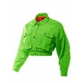 thumbnail image 2 of A2Y Women's Cropped Front Two Pocket Snap Quilted Padding Bomber Jacket Neon Green XL, 2 of 5
