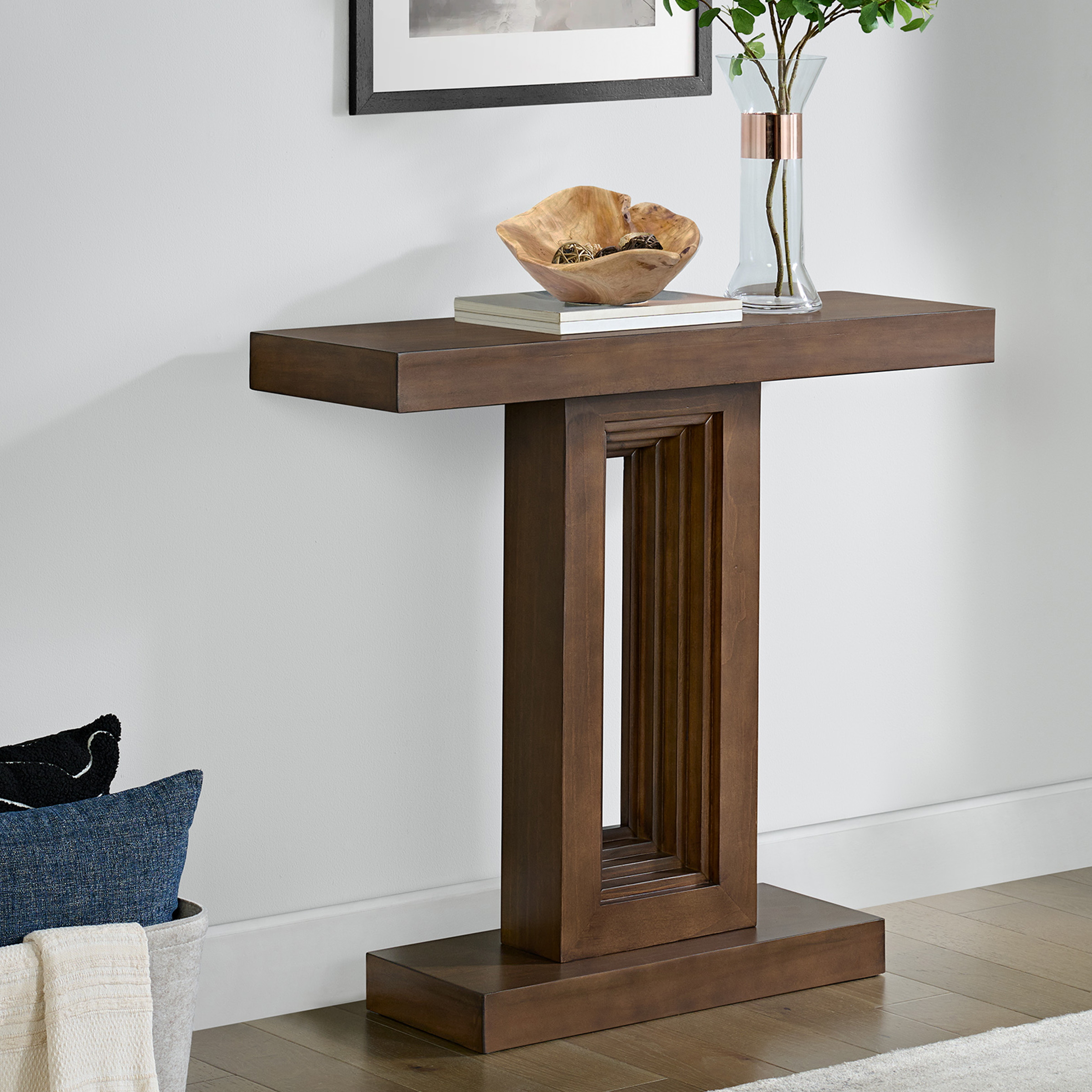 Alaterre Furniture Pismo Solid Wood Console Table - 36 Inch Modern Small Entryway Table (Brown)