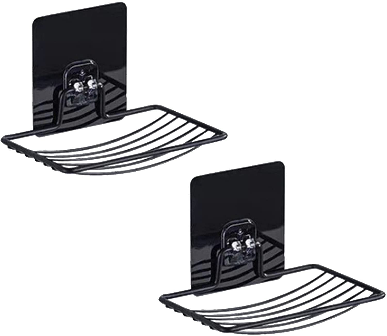 Soap Dish Stainless Steel Bar 2 Pieces  , Draining Soap Holder for Shower Bathroom Tub Kitchen Sink-Black