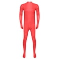thumbnail image 4 of YONGHS Mens Spandex Open Face Zentai Suit Costume Back Zipper Unitard Full Cover Jumpsuit Bodysuit Red 180, 4 of 7