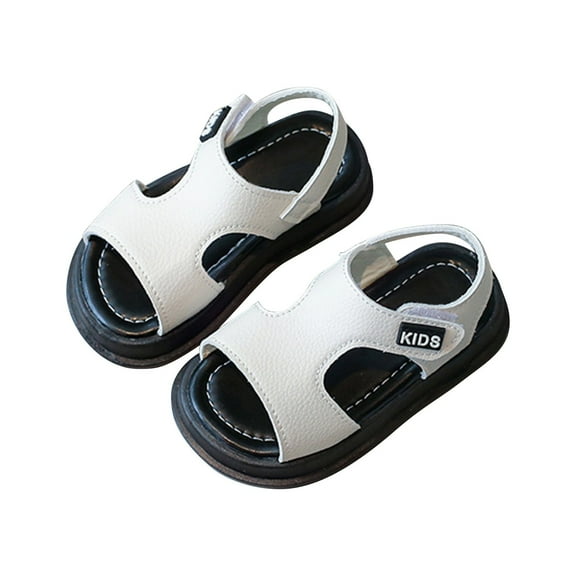 Otqutp Toddler Boys Open-Toe Leather Sandals for Baby Boys Casual Sandals Breathable Flat Shoes Soft-Soled Summer Flats