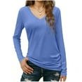 thumbnail image 2 of PFRNLF Women's Long Sleeve T Shirts V Neck Cotton Basic Tee Soft Breathable Casual Tops, 2 of 6