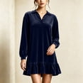 thumbnail image 4 of Sheghy Women Fall Collared Long Sleeve Shirt Dress Ruffle Hem Loose Fit, 4 of 6