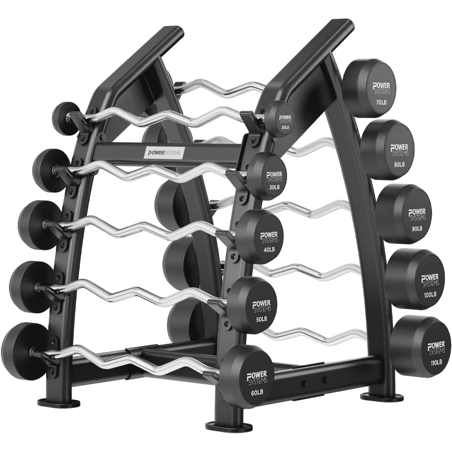 Power Systems ProStyle Fixed Barbell with EZ Curl Handle, 60 lb, Solid Steel, Chrome Plated, Black