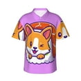 thumbnail image 2 of Picia Corgi In Sushi Roll Gentle Cotton Regular Fit Short Sleeve Casual Hawaiian Shirt for Men-Small, 2 of 9