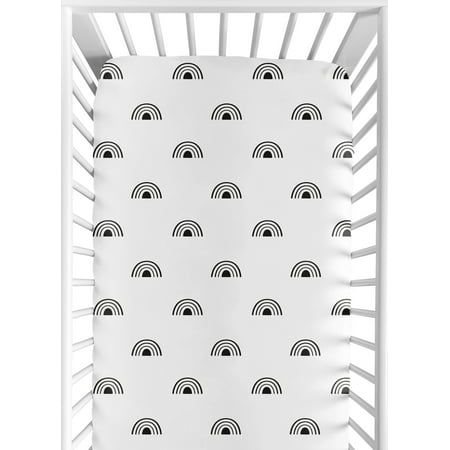 UPC: 0846480089858 | Boho Rainbow White and Black Fitted Crib Sheet by Sweet Jojo Designs