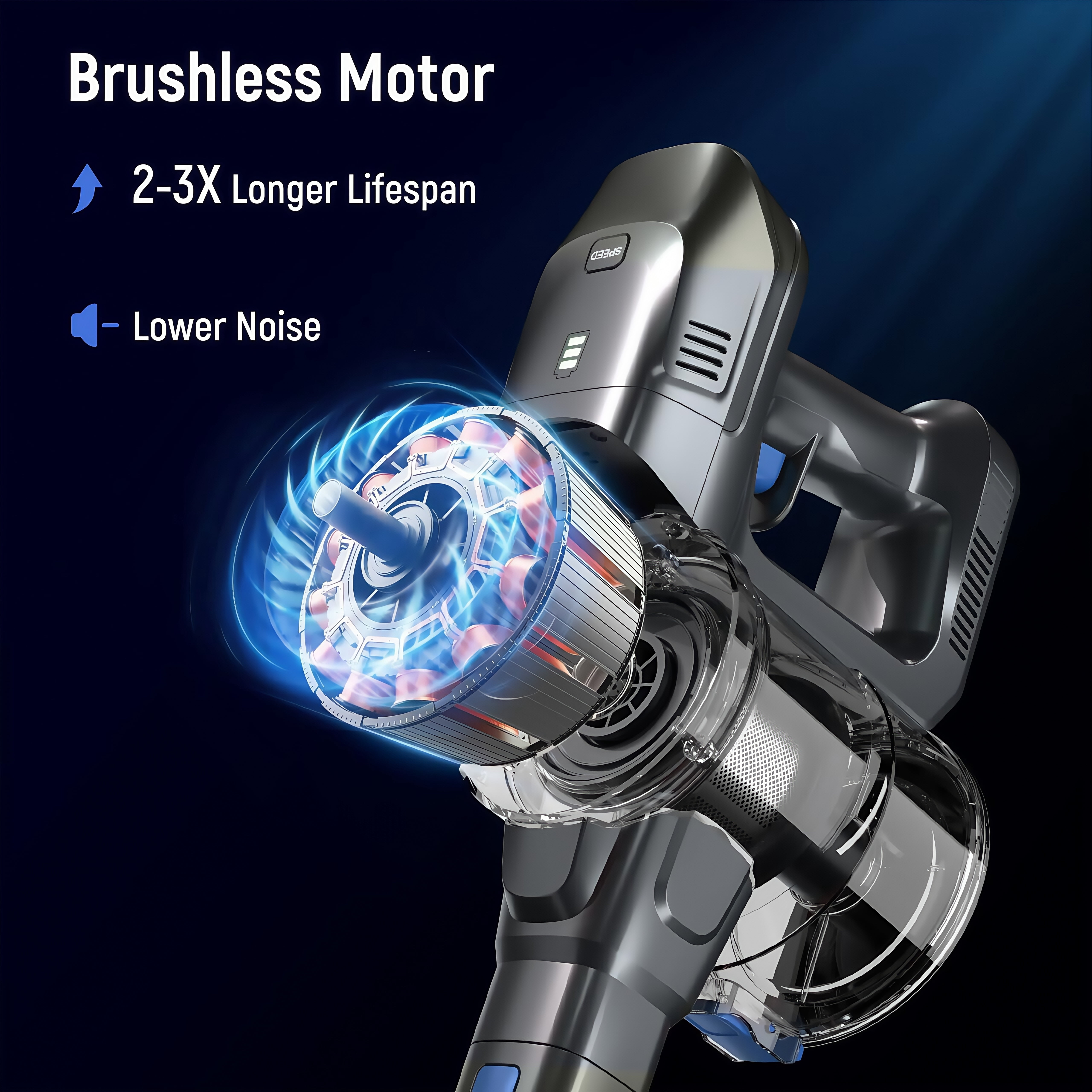 Lazyswan Cordless Stick Vacuum Cleaner Lightweight Self-standing Vac for Home Pet Hair Car Carpet Hardwood Floor