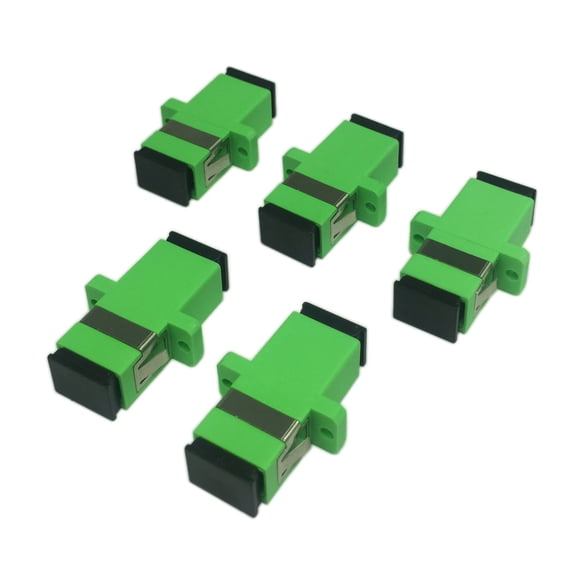 Cerrxian Sc Adaptador De Fibra Óptica Monomodo Sc Hembra A Sc Hembra Apc Simplex Acoplador De Fibra Óptica Monomodo Adaptador De Conector De Internet De Red Con Panel De Montaje (Verde, Paquete De 5)