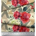 thumbnail image 2 of Soimoi Yellow Poly Georgette Fabric Geometric,Leaves & Begonia Floral Printed Craft Fabric by the Yard 52 Inch Wide, 2 of 3