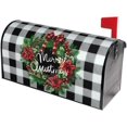 thumbnail image 3 of Christmas Mailbox Cover 21" X 18" Black White Check Plaid Wreath Magnetic Mailbox Wraps Standard Size Post Letter Box Cover for Outdoor Decoration Garden Decor, 3 of 6