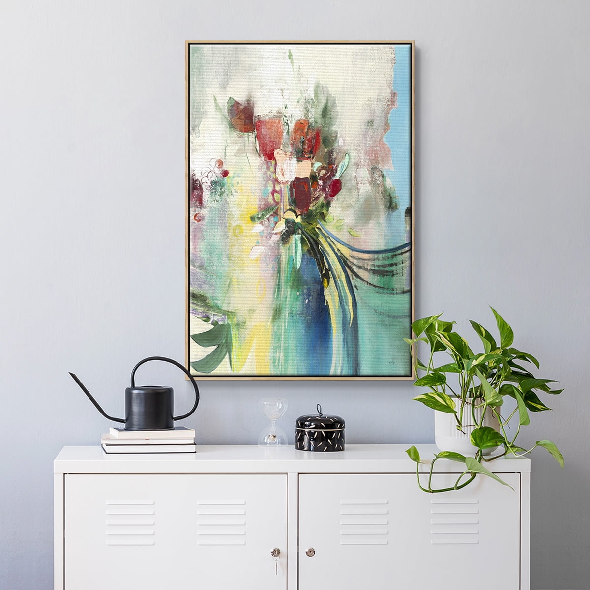 Celebration I Framed Premium Gallery Wrapped Canvas - Ready to Hang - 17 x 25 - Natural Wood Floating Frame