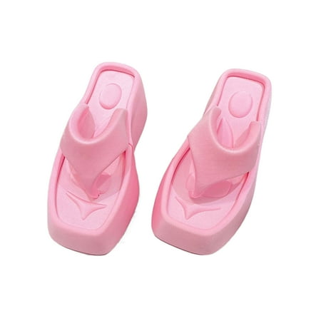 

Ritualay Womens Thong Sandals Wedge Slides Platform Flip Flops Square-toe Fashion Casual Shoes Ladies Slip On Pink 6.5