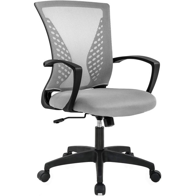 BestOffice Office Chair Ergonomic Mesh, Lumbar Support Armrest Mid Back Rolling Swivel Adjustable, Grey