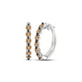 thumbnail image 1 of FB Jewels 10kt White Gold Womens Round Brown Diamond Hoop Earrings 1 Cttw, 1 of 1