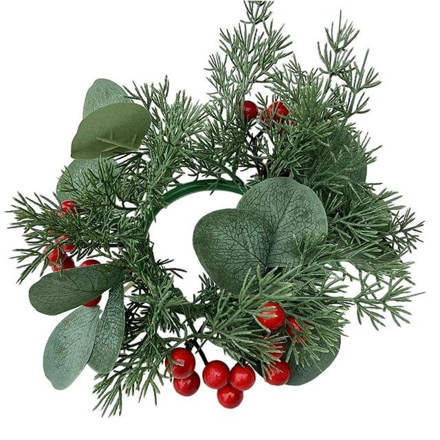 Anillo de vela de Navidad, guirnalda de velas de Navidad, centro de mesa para comedor, puerta de entrada, chimenea, decoración de mesa para el hogar