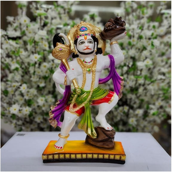 Lord Hanuman Carrying Sanjivni Mountain Hanuman Ji Statue in Marble Dust Hanuman Ji Idol Hindu God Statue Monkey God Statue Hanuman Sculpture Indian Idols Hanuman Ji Figurine - AtoZ India Cart