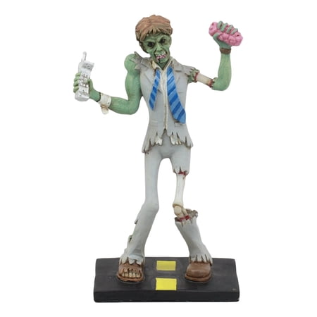 Ebros Walking Dead Wall Street Business Professional Zombie Holding Cell Phone and Brains Business Card Holder Figurine 6.25 H Office Desktop Decor
