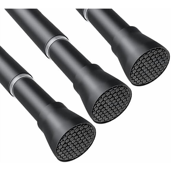 Tension Curtain Rod Black Tension Rod 28 To 48 Inch 3Pcs Spring Curtain Rod Non Slip Tension Rods 1pcs For Windows No Drilling Adjustable Tension Rods of Curtain Window Closet Kitchen Wardrobe