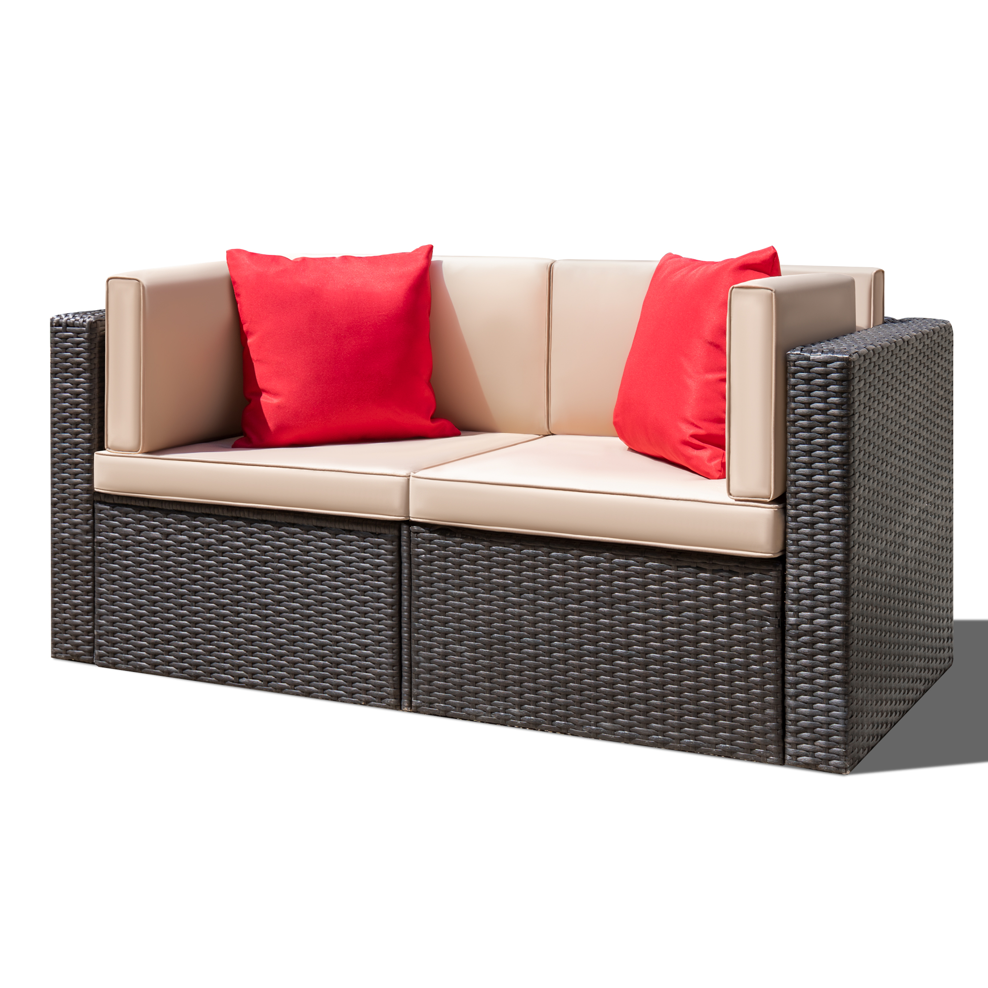 Lacoo 2 Pieces Patio Loveseat Outdoor Sectional Sofa Patio Conversation Set for Small Area, Beige - image 2 of 5