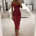thumbnail image 2 of Wdgfv Womens Sequin Dress Elegant Off Shoulder Sequin Prom Gown with Pleated Midi Design for Formal Evening Events, 2 of 8