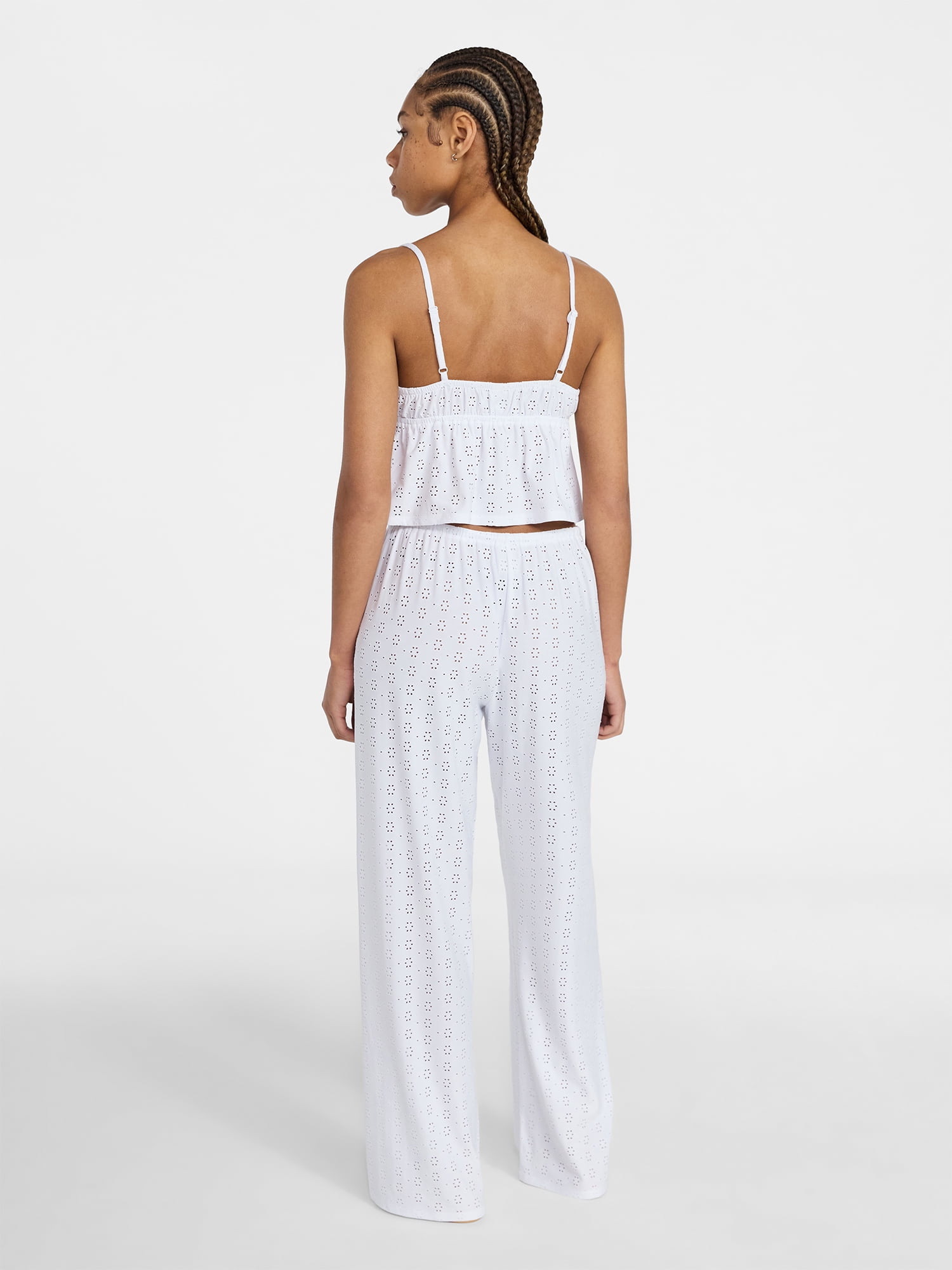 No Boundaries Eyelet Cami and Pants Sleep Set, 2-Piece, Women's XS-XXL