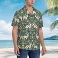 thumbnail image 3 of Bingfone Men's Short Sleeve Button Down Shirts Hawaiian Deer And Flowers Printed Beach Shirt, 3 of 7