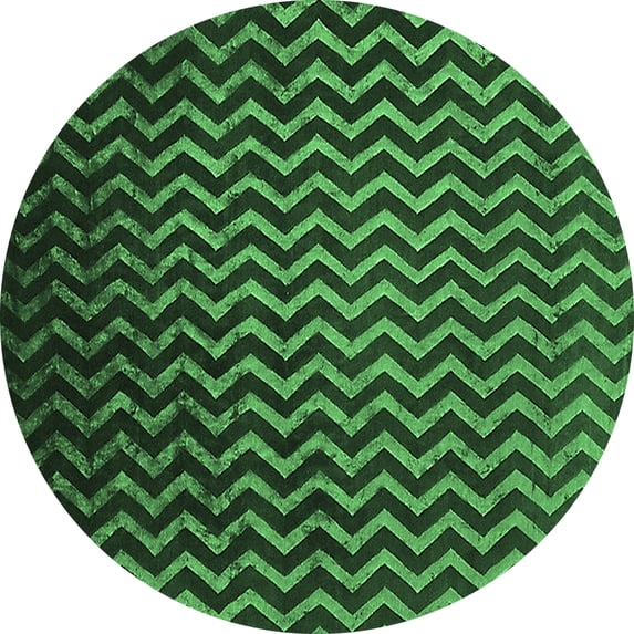 Ahgly Company Indoor Round Oriental Emerald Green Industrial Area Rugs, 8' Round