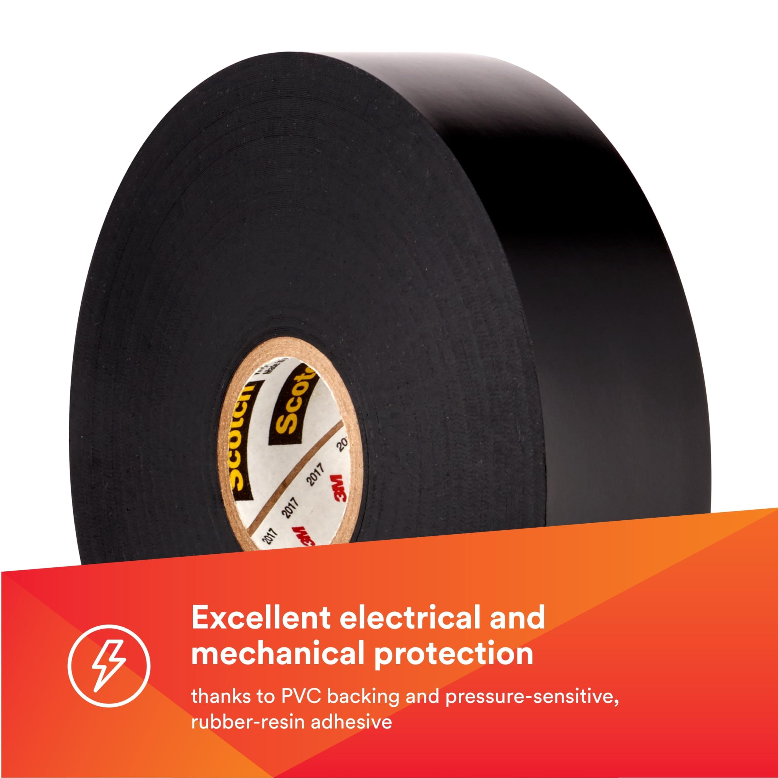 3M Scotch Vinyl Electrical Tape Super 88, 3/4 in x 66 ft, Black, 10 Rolls, Premium Grade, Rubber Resin Adhesive, PVC Backing, All-Season Heavy Duty Electric Tape