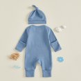 thumbnail image 4 of Cjfdfy Newborn Baby Boy Girl Fall Outfit Hello I'm New Here Print Long Sleeve Ribbed Romper And Hat Infant Cute Coming Home Fall Winter Outfit 0-6 Months, 4 of 9
