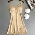 thumbnail image 2 of Lindreshi Lingerie for Women Women Satin Lace Pajamas With Thong Lingerie Chest Pad Nightdress Set S-3XL, 2 of 8