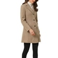 thumbnail image 4 of Unique Bargains Women's Notched Lapel Single Breasted Long Sleeve Winter Coats M Dark Beige, 4 of 6