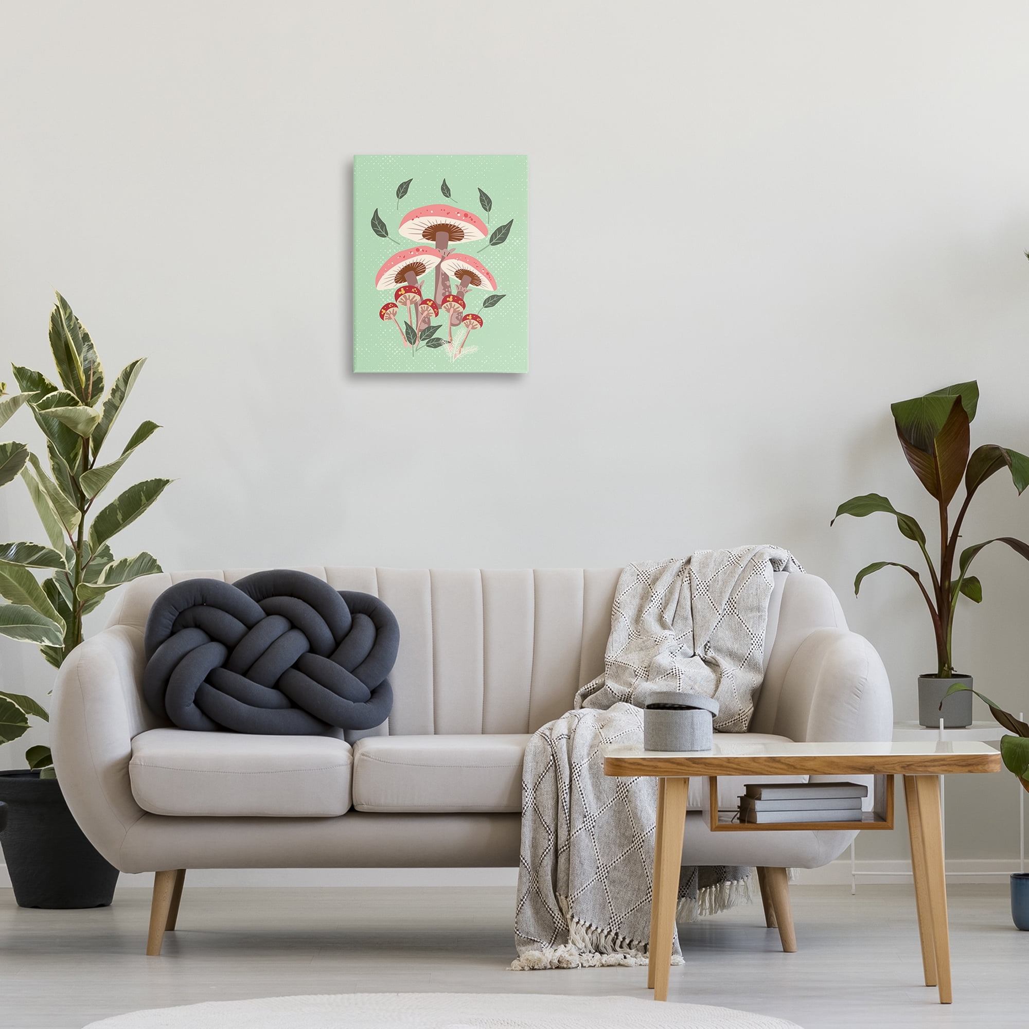 Stupell Industries Mushrooms & Falling Leaves Botanical & Floral Painting Gallery Wrapped Canvas Art Print Wall Art, 16 x 20