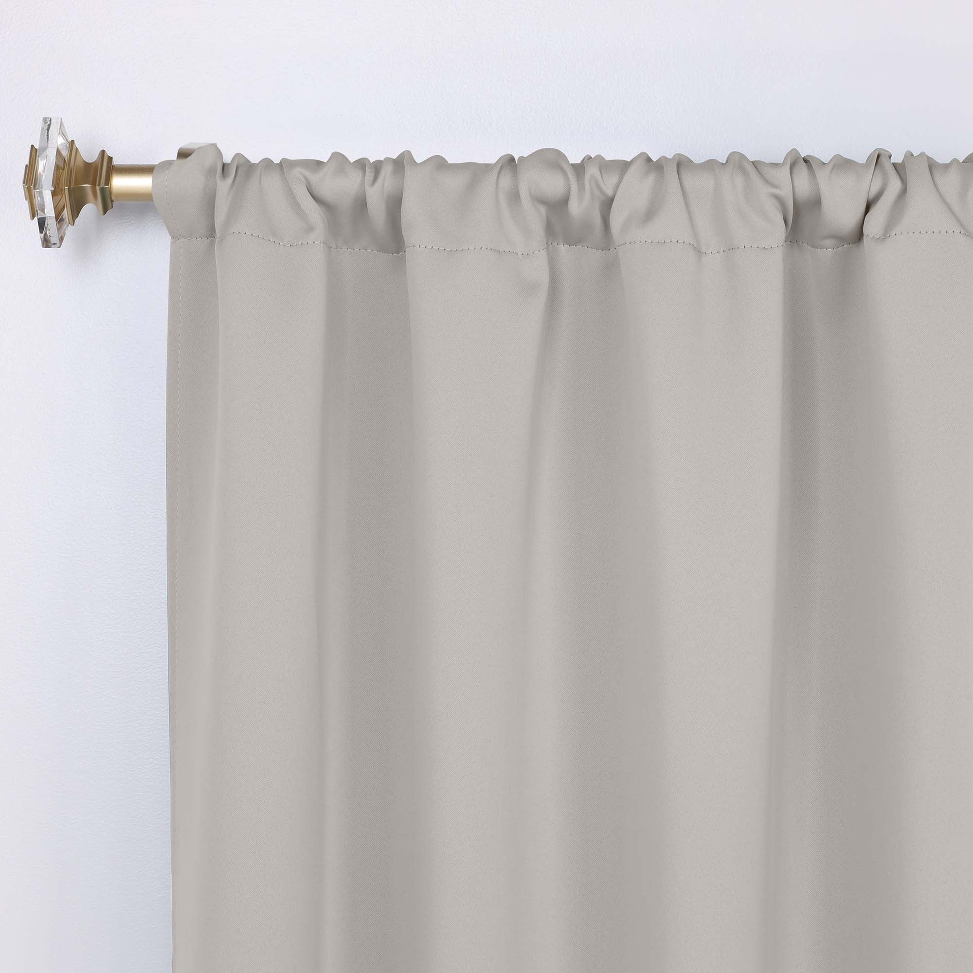Superior Blackout Solid Light Filtering Rod pocket Curtain Panel Set, 36" x 84", Chrome