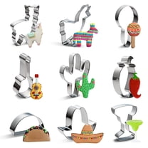 9pcs Stainless Steel Cookie Cutters, Mexican Fiesta Pinata Cookie Cutters for DIY Pastry Decorating