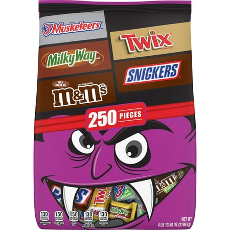 M&MS, SNICKERS, TWIX, 3 MUSKETEERS & MILKY WAY Halloween Chocolate Candy Variety Mix 77.58-Ounce 250-Piece Bag