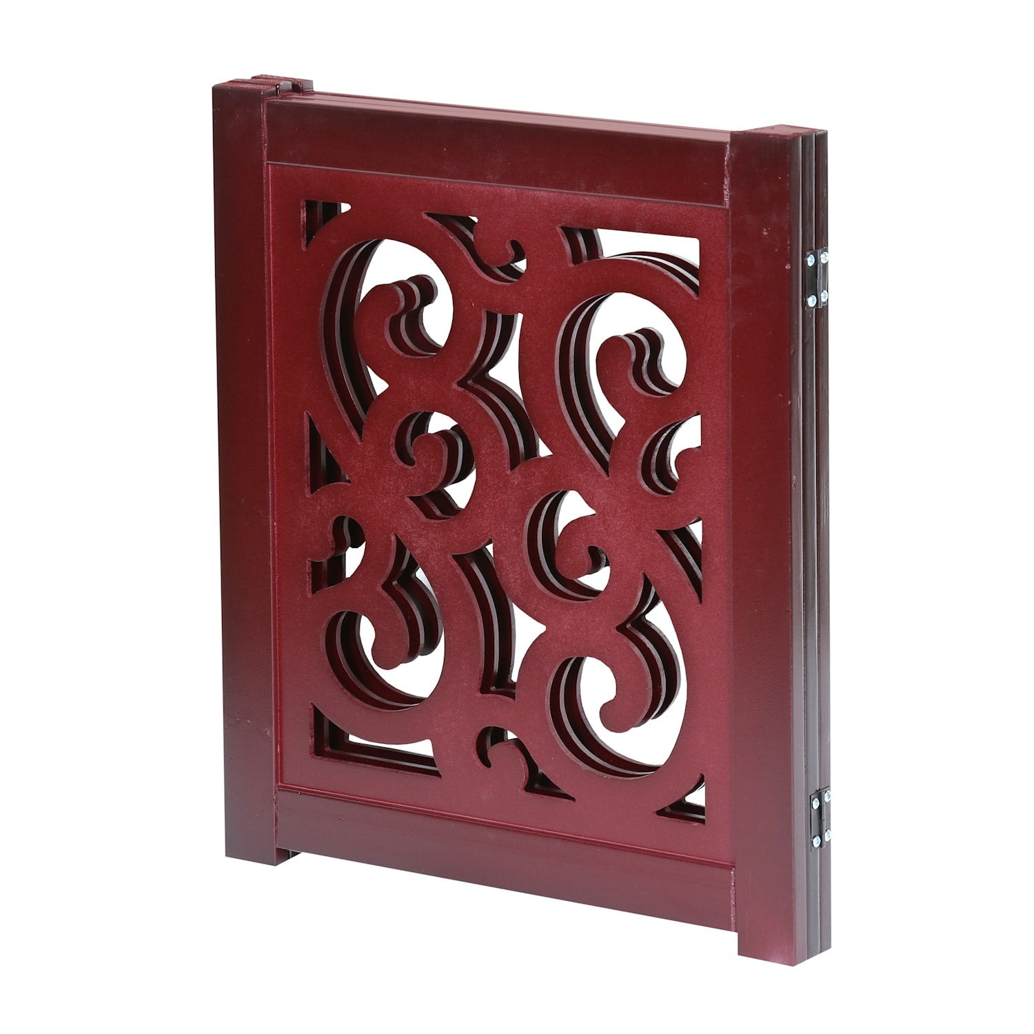 HOME DISTRICT Dog Gate Freestanding Pet Gate 4-Panel & 3 Panel Pet Gate for Dogs Folding Dog Gate Quadfold & Trifold Pet Gate for Small Dogs Decorative Pet Gate for Dogs Indoor, Mahogany Scroll 47x19"
