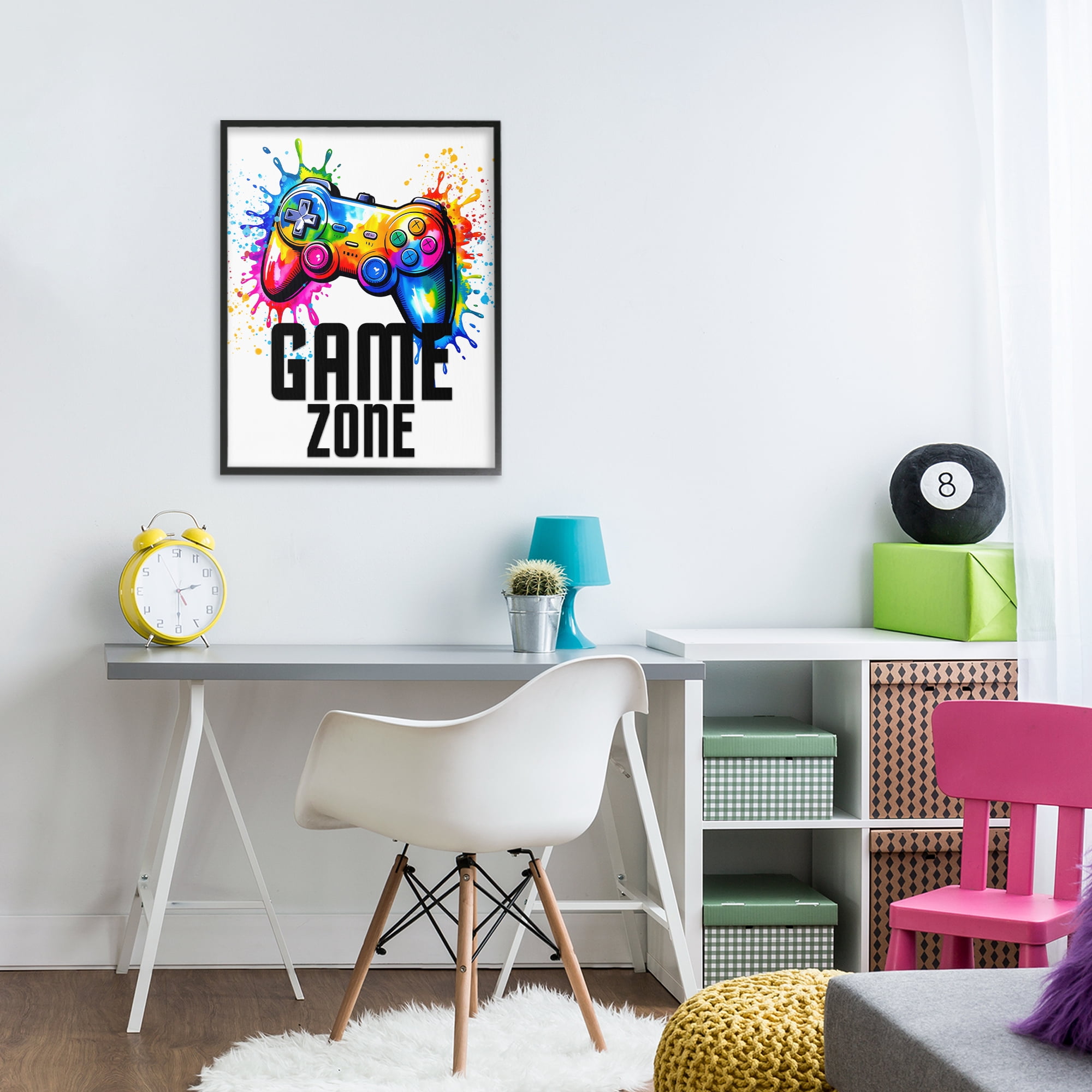 Stupell Industries Game Zone Bright Splash Black Framed Giclee Art, design by Kim Allen