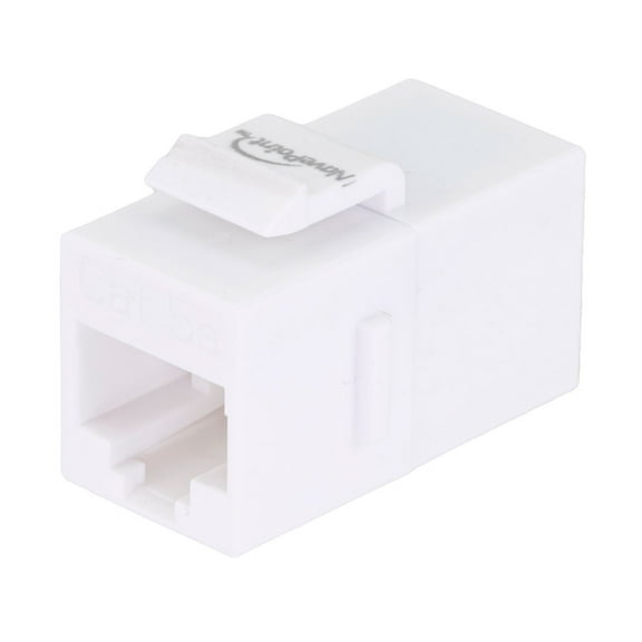 CAT5E Keystone Coupler, Female RJ45(8x8), Snap-In, Thermoplastic, White, 15-Pack