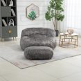 thumbnail image 3 of Lovely Soft Plush Bean Bag Chair, Lazy Sofa Bed Filled With Memory Sponge, Footstool, High Back Bean Bag Chair for PC Bar, Cafe, Living Room, Bedroom, Board Game Club, Gray, 3 of 8